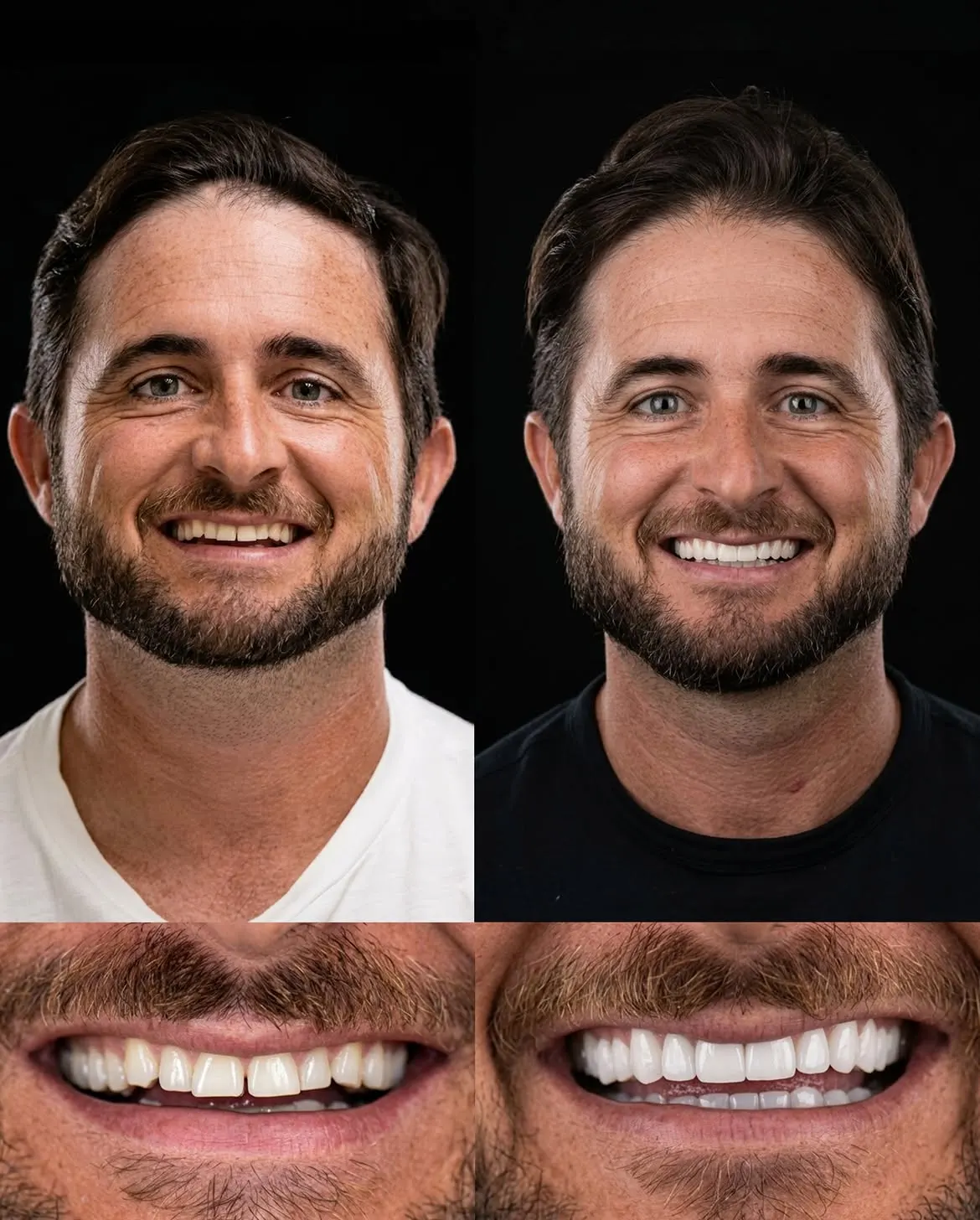 Before and after porcelain veneers, Xiluet patient, Miami